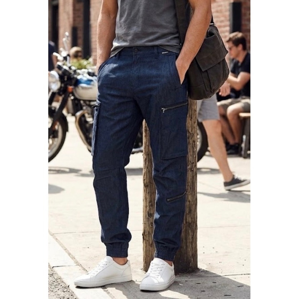G-Star Raw Flight Cargo Pants Mens 40 Blue Indigo Tapered Jogger D21141-C970-001
